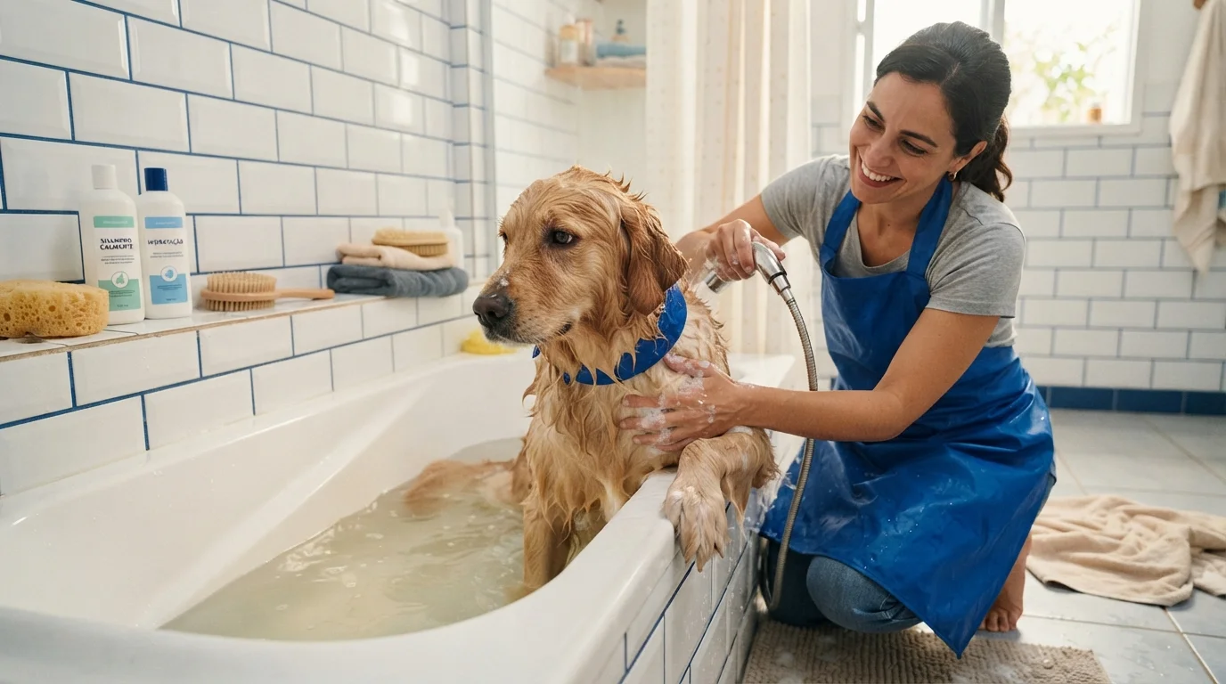 Como dar banho em um cachorro que não gosta de água